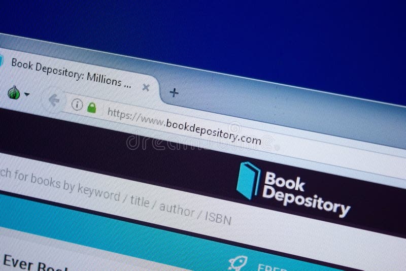 Riazan, Russie - 9 septembre 2018 : Page d'accueil de site Web de dépôt de livre sur l'affichage du PC, URL - BookDepository photos libres de droits Riazan, Russie - 9 septembre 2018 : Page d'accueil de site Web de dépôt de livre sur l'affichage du PC, URL - BookDepository photos libres de droits