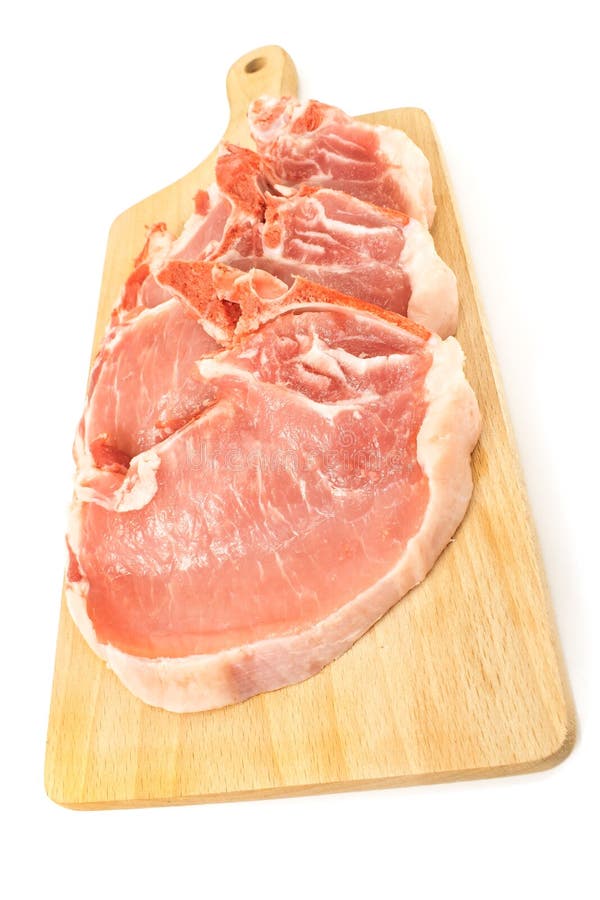 Rib Eye Steak Pork Meat on Cutting Board Isolated Stock Photo Image of meat, white 88420572