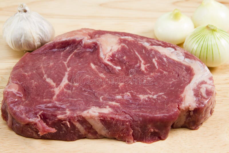 Rib eye steak stock photo. Image of healthy, onions, grain 60139980