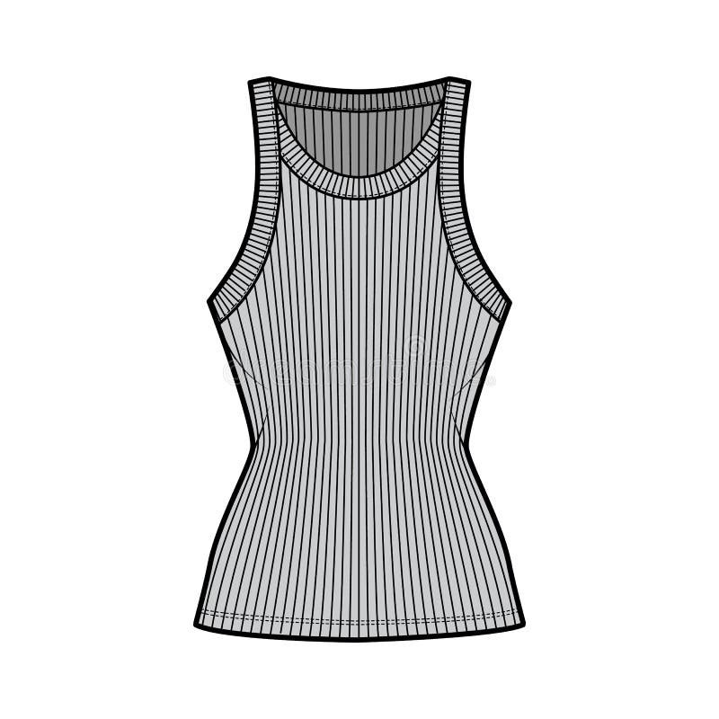 Ribbed Racer-back Cotton-jersey Tank Technical Fashion Illustration ...