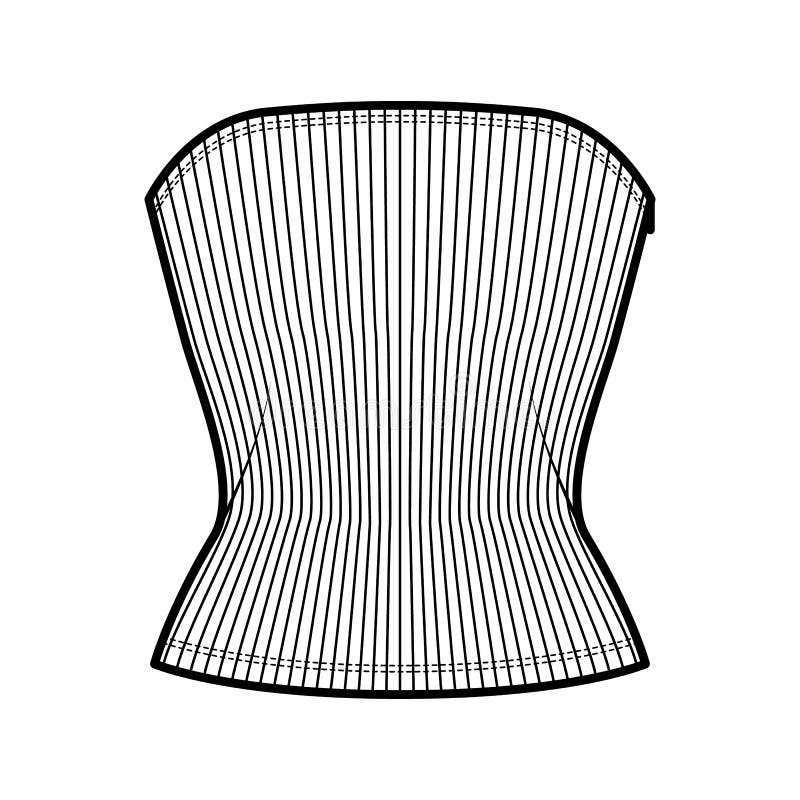 Ribbed Tube Top Technical Fashion Illustration with Side Zip Fastening ...