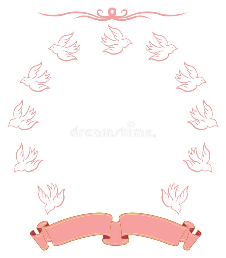 Ribbon and birds. royalty free illustration