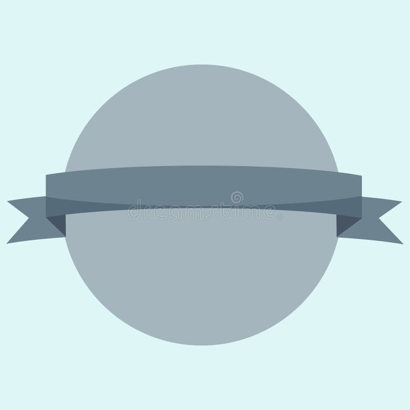 Ribbon icon vector. Gray blank banner. Circular background light. Flat design element. EPS stock illustration