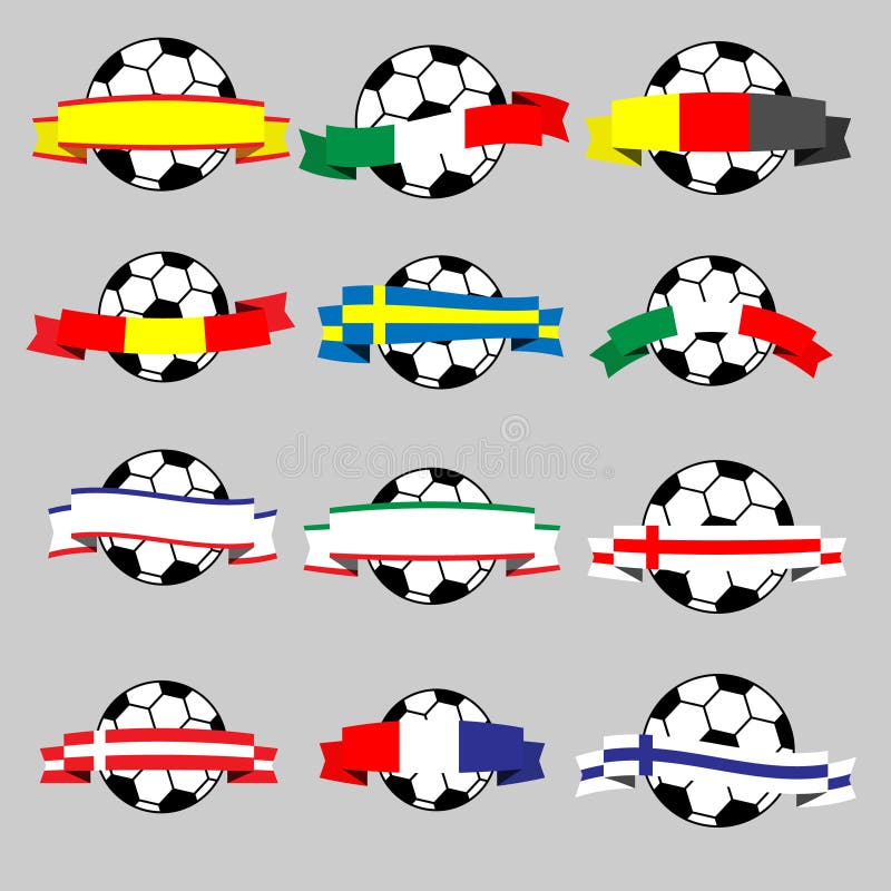 Ribbons of Europe with Football Stock Illustration - Illustration of