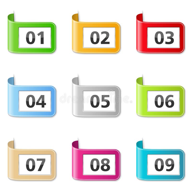 Ribbons with numbers stock vector. Illustration of green - 29043042