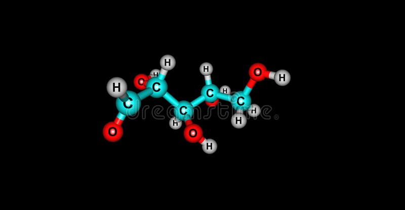 Ribose molecular structure isolated on black stock illustration