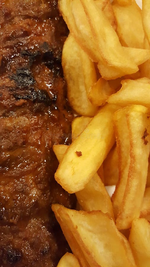 Ribs with chips dish stock photo. Image of deep, colour 79618220