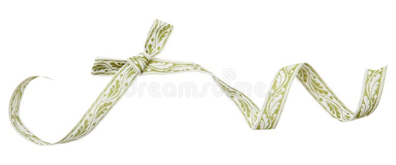 Ricciolo del nastro con il modello verde isolato su fondo bianco immagine stock Ricciolo del nastro con il modello verde isolato su fondo bianco immagine stock