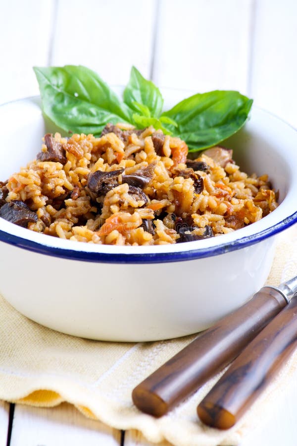 Rice with aubergine stock photo. Image of dinner, eggplant 41805956