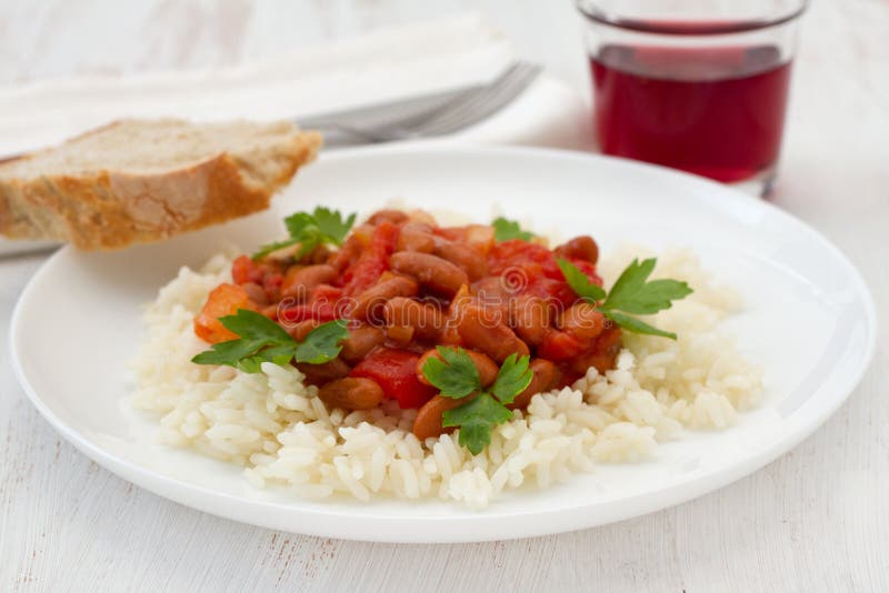 Beans on tomato stock photo. Image of organic, nutrition 2124540