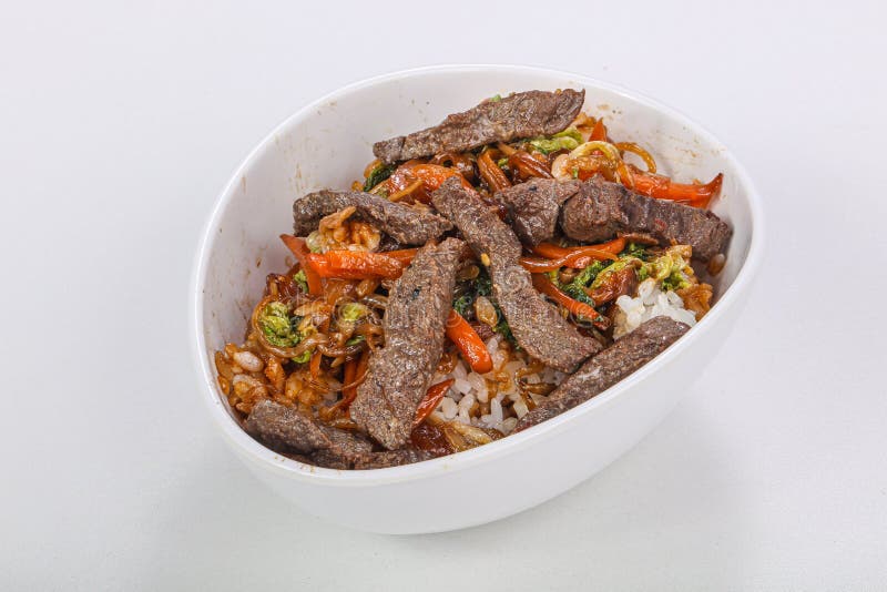 Rice with Beef in Oyster Sauce Stock Photo Image of delicious