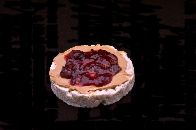 Rice Cake with Peanut Butter and Jelly. Stock Photo Image of snack