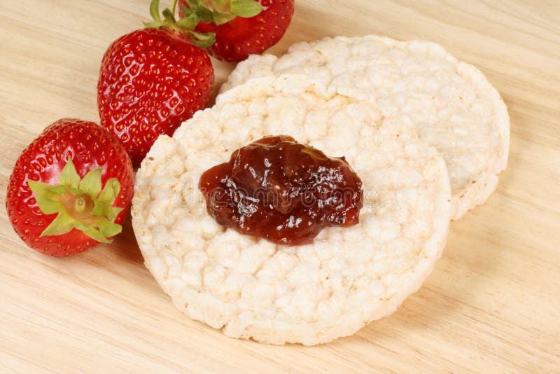 Rice cakes with jam stock photo. Image of breakfast, natural 14488522