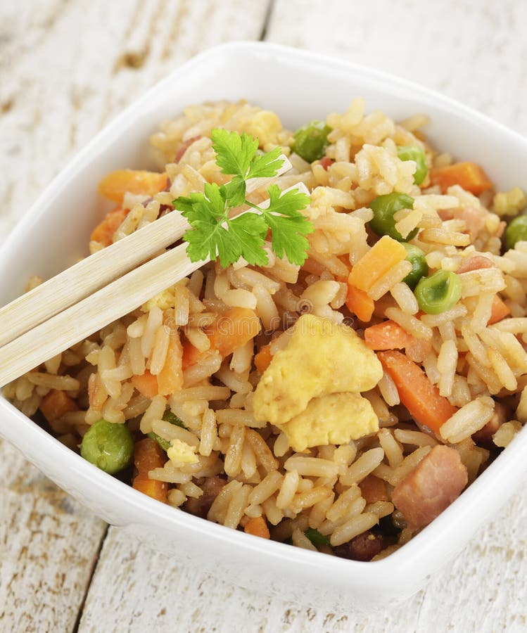 Rice with Chicken and Vegetables Stock Image - Image of food, chinese