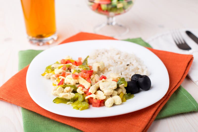 Rice with Chicken and Vegetables Stock Photo Image of homemade, sauce
