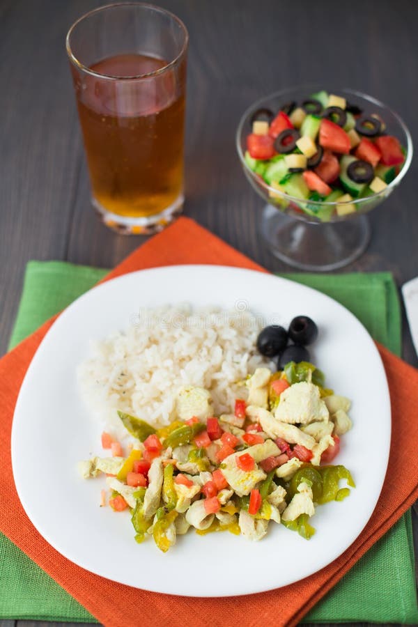 Rice with Chicken and Vegetables Stock Image Image of pepper, cooked