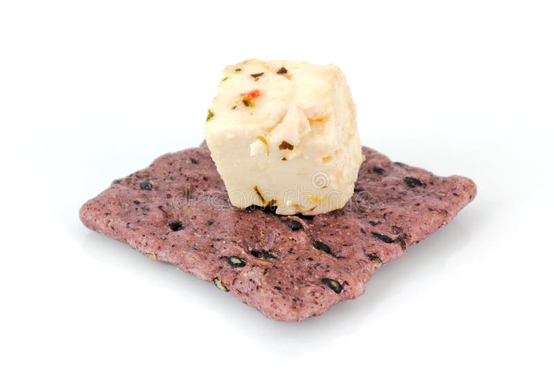 Rice Cracker with Feta Cheese on Top Stock Photo Image of sesame