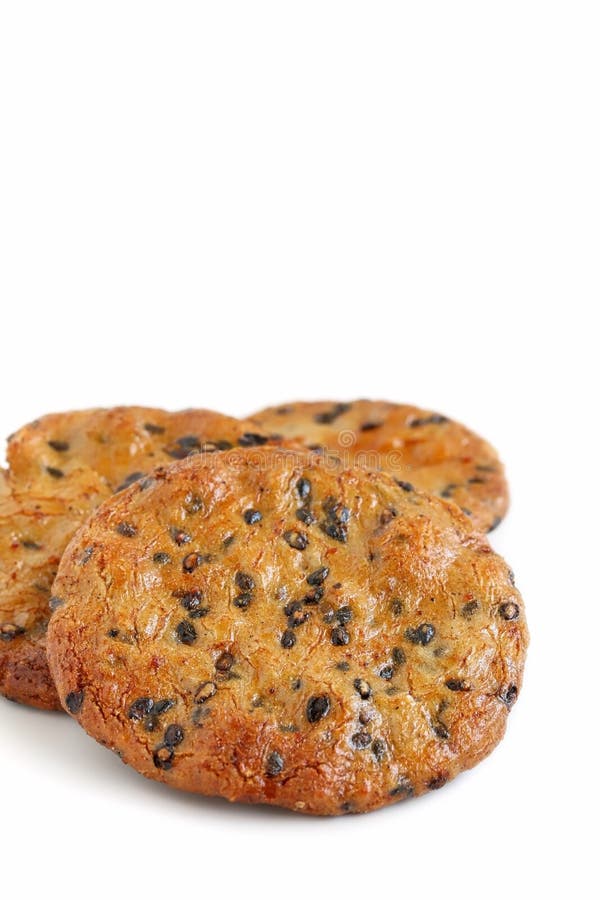 Rice Crackers with Black Sesame Seeds Stock Image Image of cracker, whitebackground 80109385