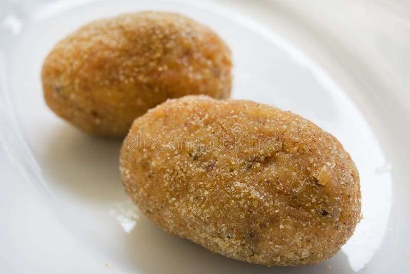 Rice Croquettes with Filling of Mozzarella Stock Image Image of