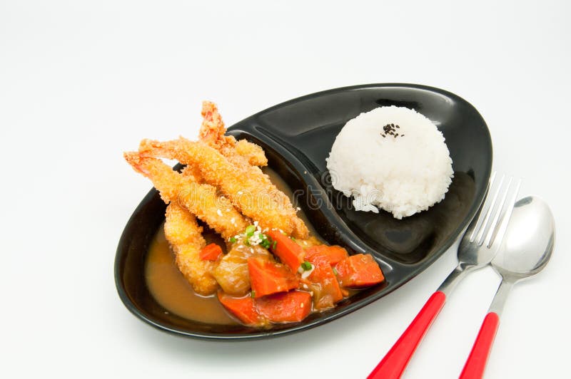 Rice with Curry shrimp tempura