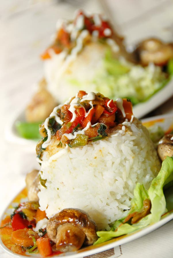 Rice dinner stock photo. Image of blur, appetizing, mushroom 9108918