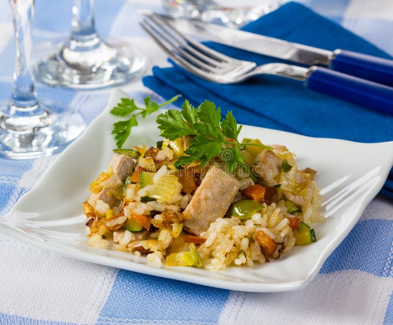 Rice with fresh tuna stock image. Image of seafood, cooking 73722777
