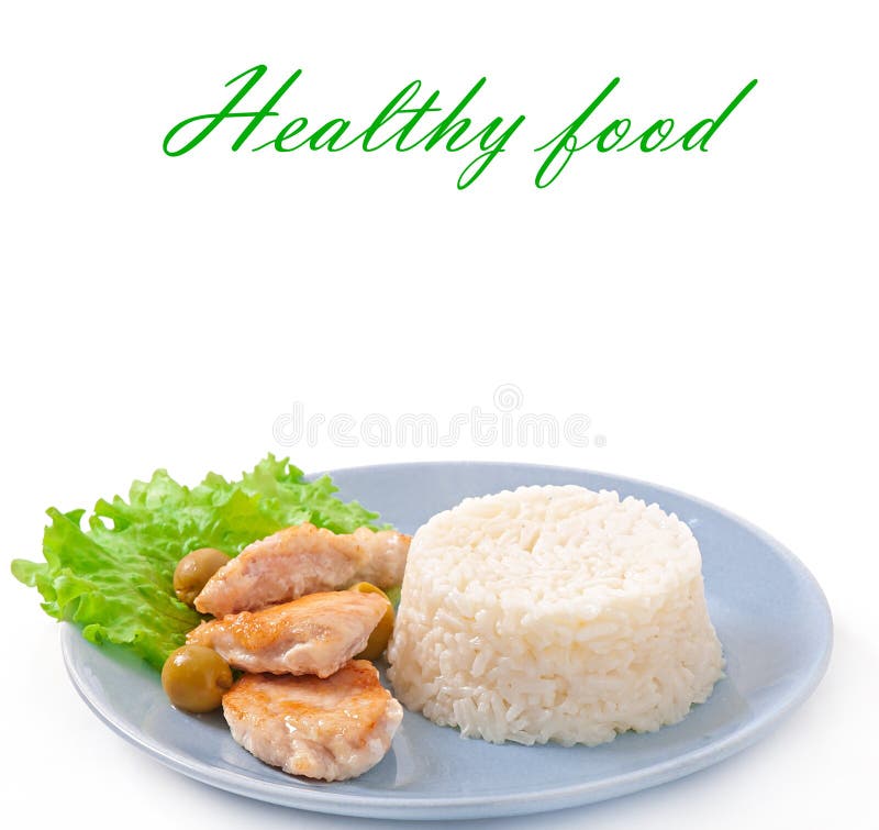 Rice and fried chicken stock image. Image of restaurant 35651253