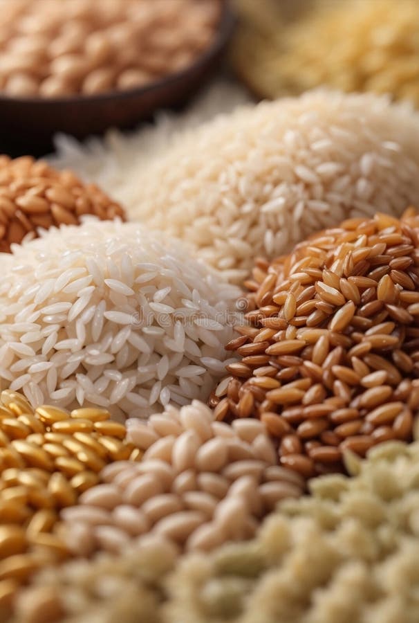 Rice Varieties. Dark Wild Rice, Risotto Rice, Jasmine Rice, Basmati