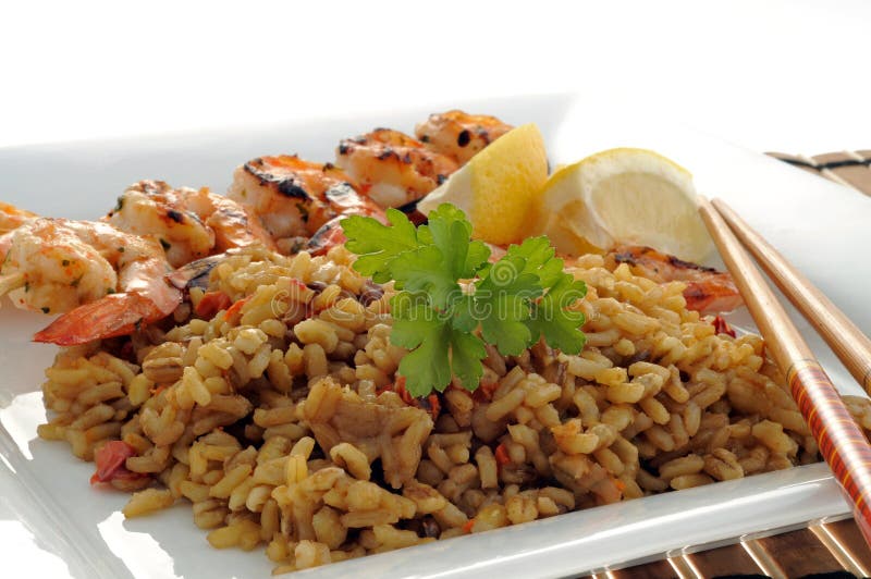 Rice and Grilled Shrimp