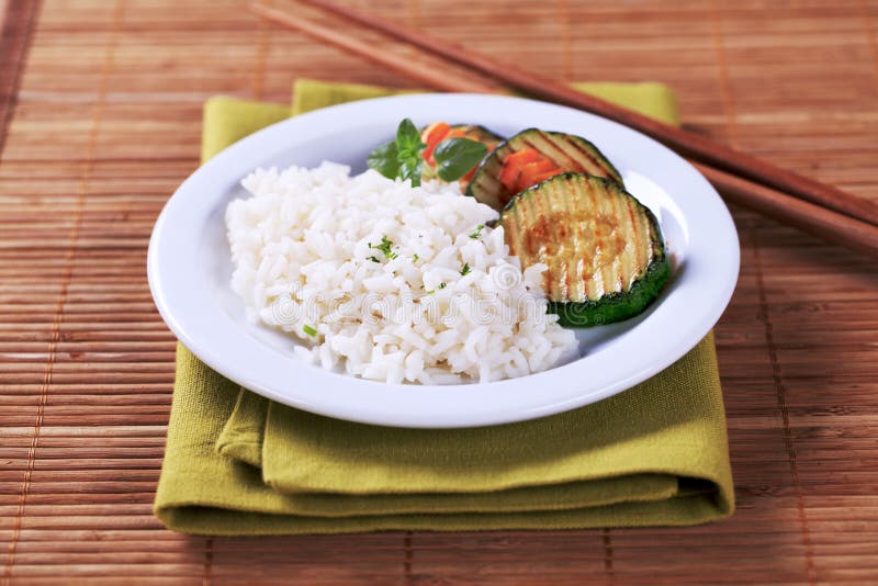 Rice and grilled zucchini stock photography Rice and grilled zucchini stock photography