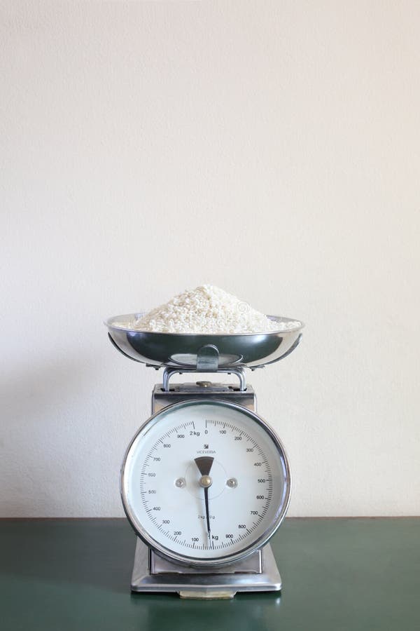 Rice on a Metallic Weight Scale Stock Image Image of cuisine, indoor