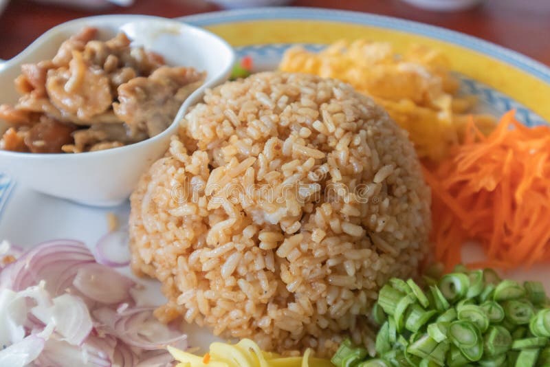 Rice Mixed Seasoned with Shrimp Paste Recipe Stock Image Image of green, homemade 172906487