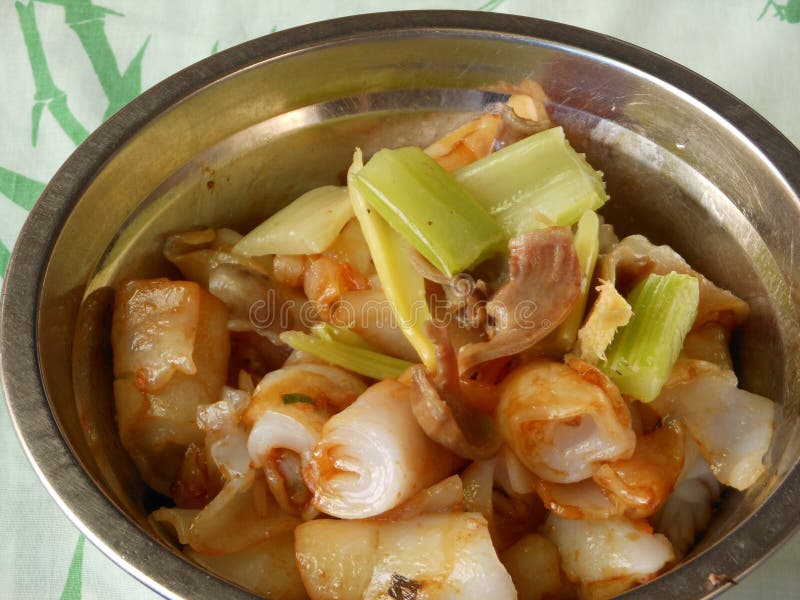 Rice Noodle Roll in Soy Sauce with Celery Stock Image Image of roll