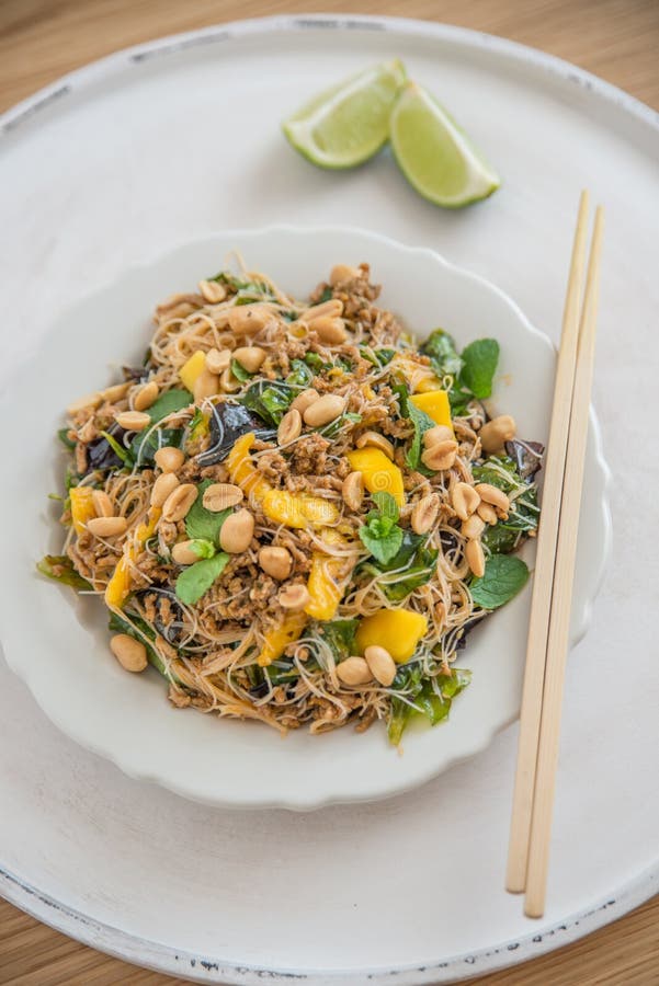 Rice Noodle Salad with Mango Stock Image Image of cabbage, chicken