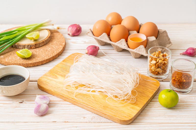 Rice Noodles with Ingredients Stock Photo Image of gourmet, cooking