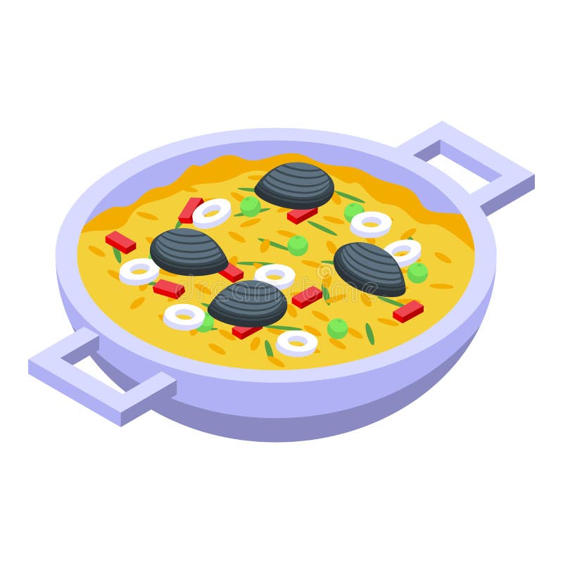 Rice Paella Icon Isometric Vector. Spanish Food Stock Illustration