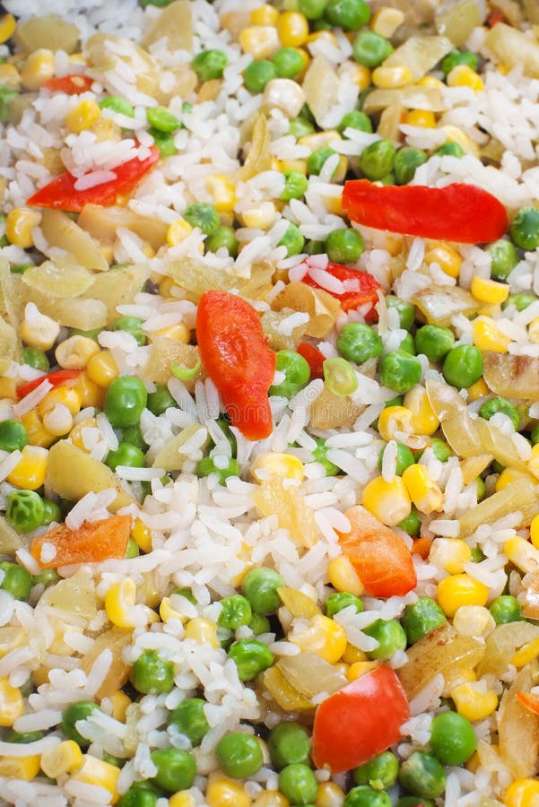 Rice with Peas and Sweet Corn Stock Image Image of yellow, green
