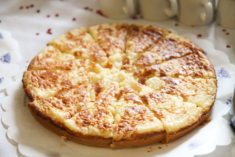 Rice pie splitted in portions. Dessert portions stock images, royalty-free photos and pictures