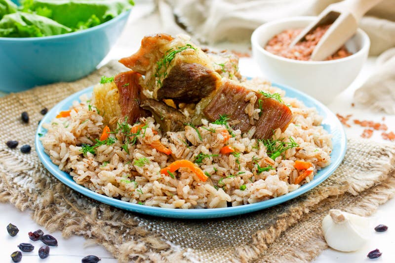 Rice Pilaf with Lamb Meat and Vegetables Stock Image Image of carrot
