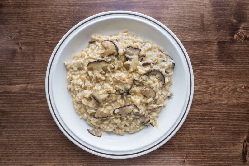 Rice with porcini mushrooms, boletus edulis royalty free stock photos Rice with porcini mushrooms, boletus edulis royalty free stock photos