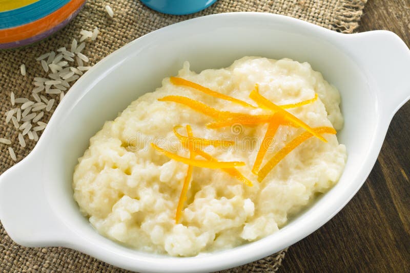 Rice porridge breakfast stock image. Image of citrus 31275467