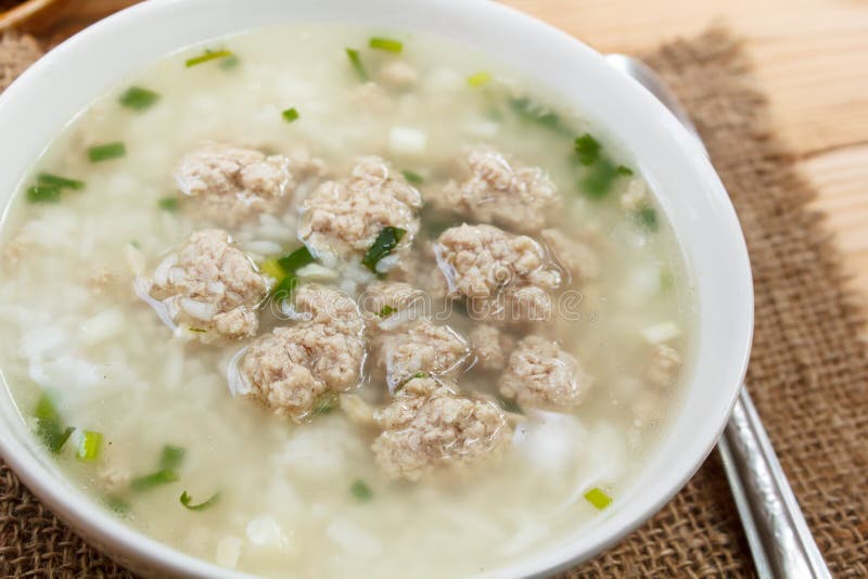 Rice Porridge with Minced Pork. Stock Photo - Image of style, cuisine ...