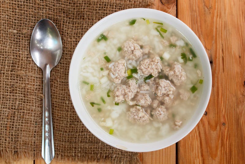 Rice Porridge with Minced Pork. Stock Image Image of spring, oriental