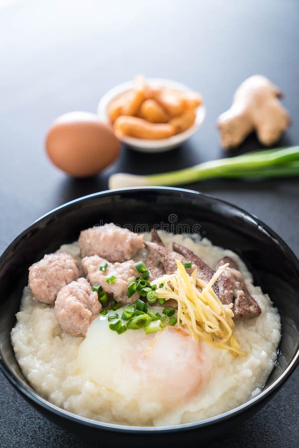 Rice Porridge with Pork and Egg Stock Image Image of lunch, bowl