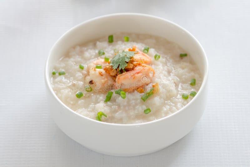 Rice porridge with shrimp stock image. Image of bowl 56761343