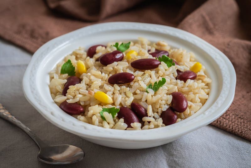 Rice with Red Beans in Bowl Stock Photo Image of tasty, meal 145102438