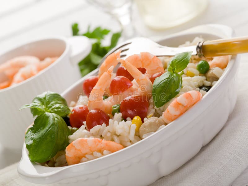Rice salad with shrimp stock image. Image of olive, freshness - 20338479