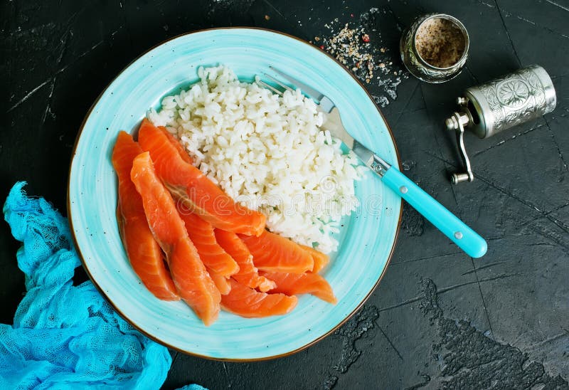 Rice with salmon stock photo. Image of china, cooking 139567436