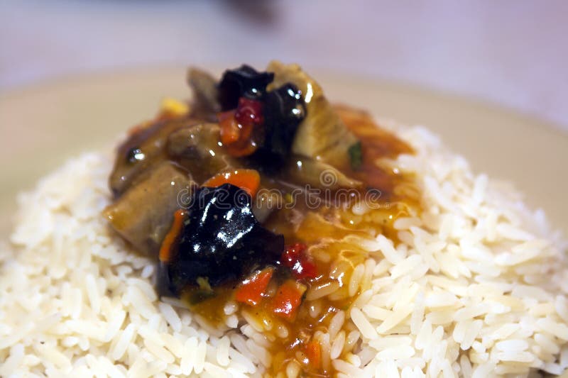 Rice in sauce in Chinese stock photo. Image of dinner 45261618