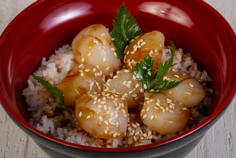 Rice with scallops stock image. Image of cheese, healthy 129770595